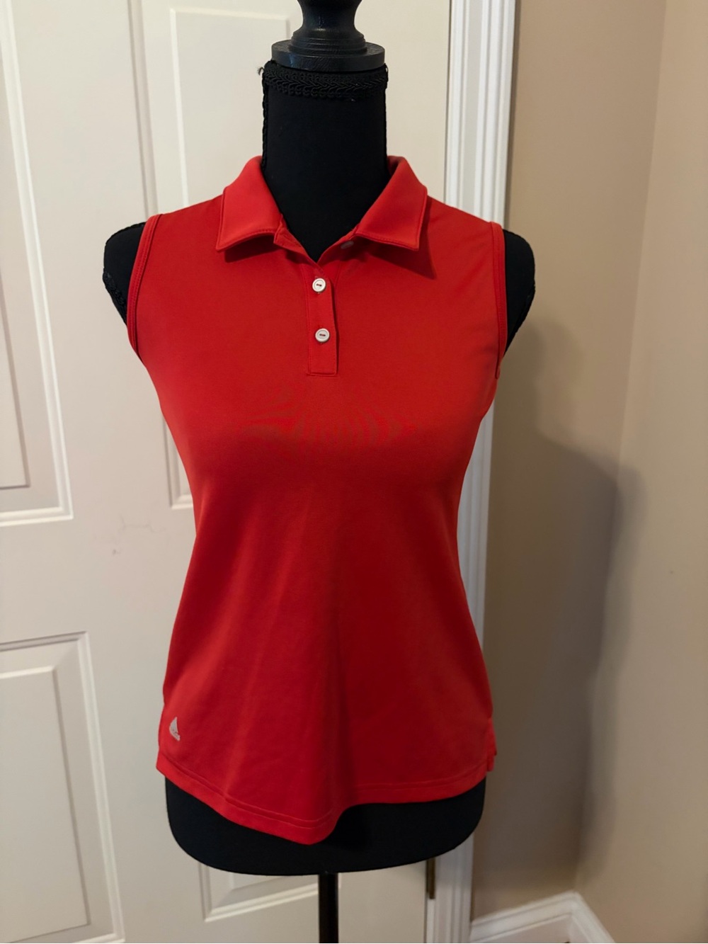 adidas Sleeveless Polo Top in Red